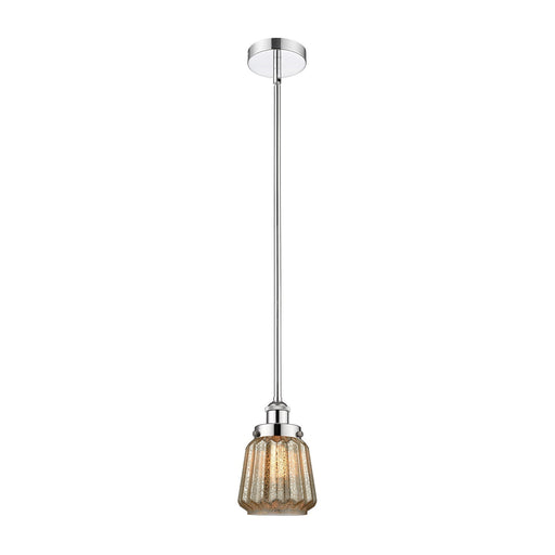 Innovations Chatham 7in 1-Light Mini Pendant | Art Deco Polished Chrome and Mercury Ribbed Glass | Kitchen Island & Dining | Model 616-1SH-PC-G146-LED