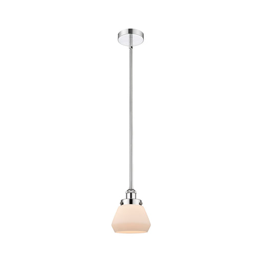 Innovations Fulton 7in 1-Light Mini Pendant | Industrial Farmhouse Polished Chrome and Matte White Frosted Glass | Kitchen | Model 616-1SH-PC-G171-LED