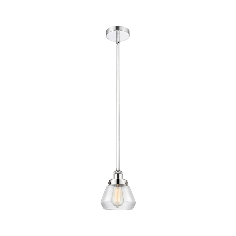 Innovations Fulton 7in 1-Light Mini Pendant | Industrial Polished Chrome Steel and Clear Glass | Kitchen Island & Dining Room | Model 616-1SH-PC-G172-LED