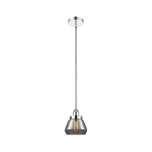 Innovations Fulton 7in 1-Light Mini Pendant | Industrial Farmhouse Polished Chrome and Light Smoke Glass | Kitchen Island & Dining | Model 616-1SH-PC-G173