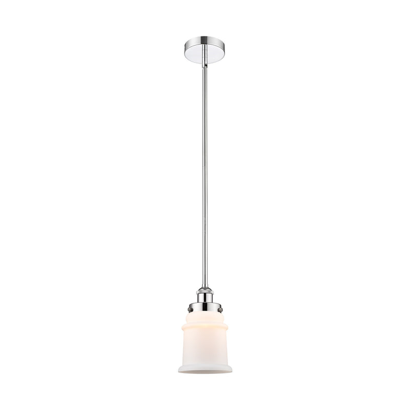 Innovations Canton 6in 1-Light Mini Pendant | Industrial Polished Chrome and Matte White Frosted Glass | Kitchen Island & | Model 616-1SH-PC-G181-LED