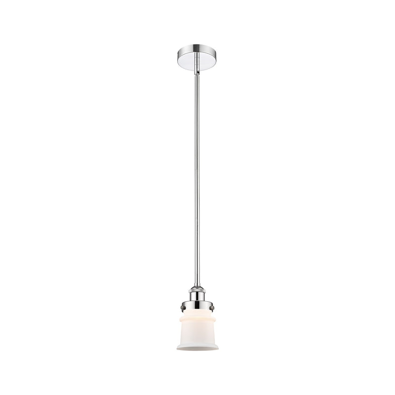 Innovations Canton 5.25in 1-Light Mini Pendant | Industrial Polished Chrome and Matte White Frosted Glass | Kitchen Island & | Model 616-1SH-PC-G181S-LED