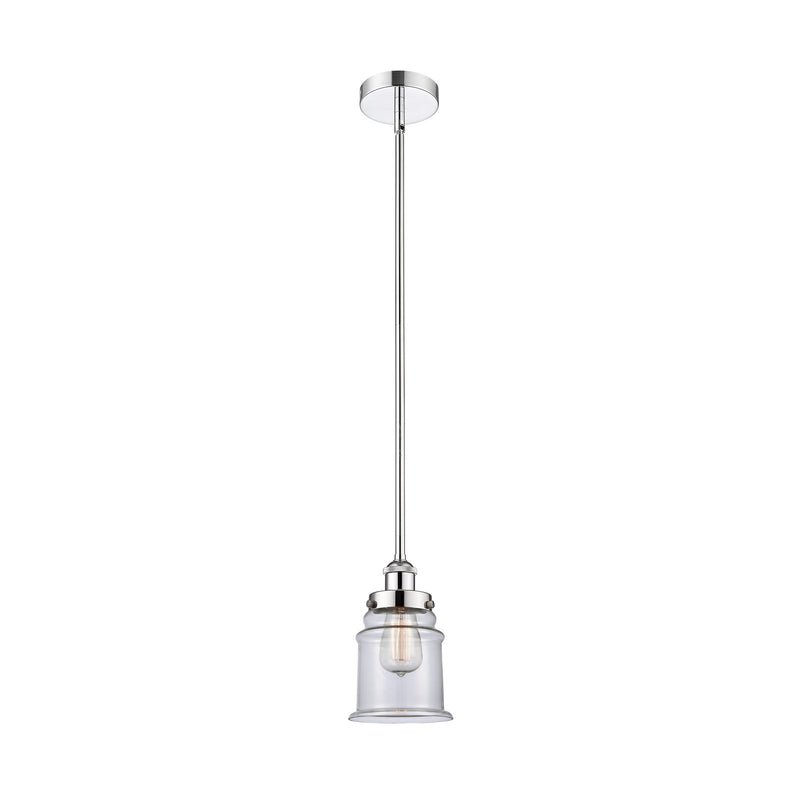 Innovations Canton 6in 1-Light Mini Pendant | Industrial Polished Chrome Steel and Clear Glass | Kitchen Island & Dining Room | Model 616-1SH-PC-G182-LED