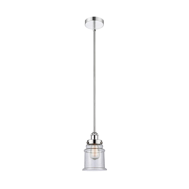 Innovations Canton 6in 1-Light Mini Pendant | Industrial Polished Chrome Steel and Seedy Glass | Kitchen Island & Dining Room | 6 | Model 616-1SH-PC-G184