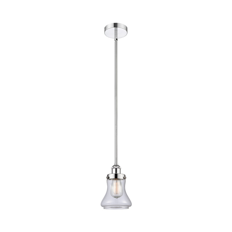 Innovations Bellmont 6in 1-Light Mini Pendant | Industrial Polished Chrome Steel and Clear Glass | Kitchen Island & Dining Room | Model 616-1SH-PC-G192