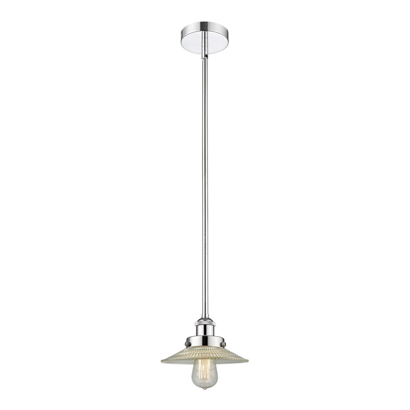 Innovations Halophane 9in 1-Light Mini Pendant | Industrial Polished Chrome and Clear Halophane Glass | Kitchen Island & Dining Room | Model 616-1SH-PC-G2
