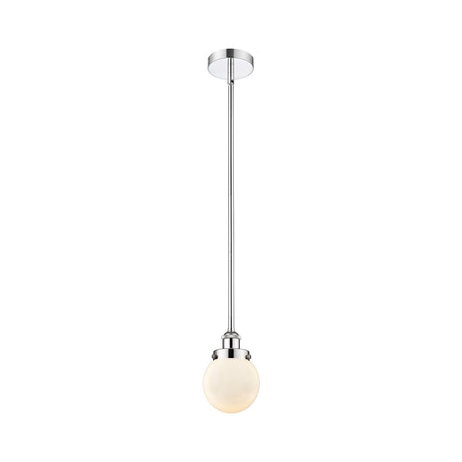 Innovations Beacon 6in 1-Light Mini Pendant | Industrial Polished Chrome and Matte White Frosted Glass | Kitchen Island & Dining | Model 616-1SH-PC-G201-6