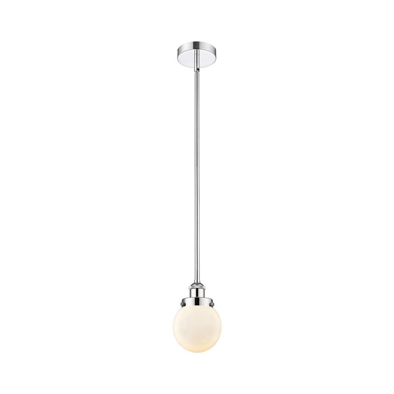 Innovations Beacon 6in 1-Light Mini Pendant | Industrial Polished Chrome and Matte White Frosted Glass | Kitchen Island & | Model 616-1SH-PC-G201-6-LED