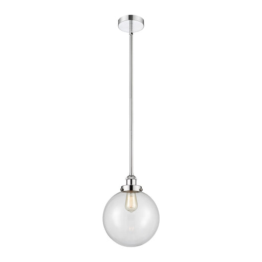 Innovations Beacon 10in 1-Light Mini Pendant | Industrial Polished Chrome Steel and Clear Glass | Kitchen Island & Dining | Model 616-1SH-PC-G202-10-LED