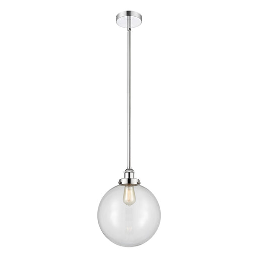 Innovations Beacon 12in 1-Light Mini Pendant | Industrial Polished Chrome Steel and Clear Glass | Kitchen Island & Dining Room | Model 616-1SH-PC-G202-12