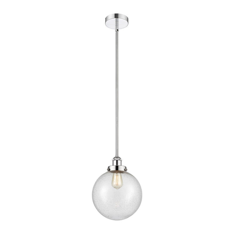 Innovations Beacon 10in 1-Light Mini Pendant | Industrial Polished Chrome Steel and Seedy Glass | Kitchen Island & Dining Room | Model 616-1SH-PC-G204-10