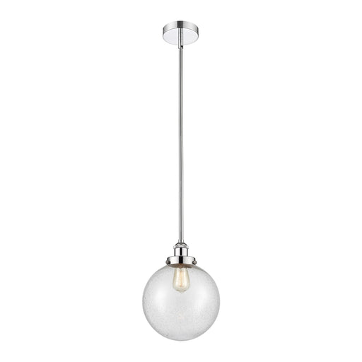 Innovations Beacon 10in 1-Light Mini Pendant | Industrial Polished Chrome Steel and Seedy Glass | Kitchen Island & Dining Room | Model 616-1SH-PC-G204-10