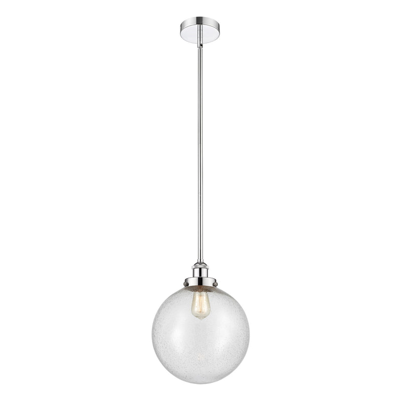 Innovations Beacon 12in 1-Light Mini Pendant | Industrial Polished Chrome Steel and Seedy Glass | Kitchen Island & Dining Room | Model 616-1SH-PC-G204-12