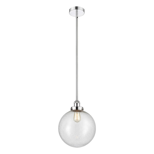 Innovations Beacon 12in 1-Light Mini Pendant | Industrial Polished Chrome Steel and Seedy Glass | Kitchen Island & Dining | Model 616-1SH-PC-G204-12-LED