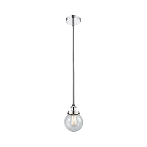 Innovations Beacon 6in 1-Light Mini Pendant | Industrial Polished Chrome Steel and Seedy Glass | Kitchen Island & Dining Room | Model 616-1SH-PC-G204-6