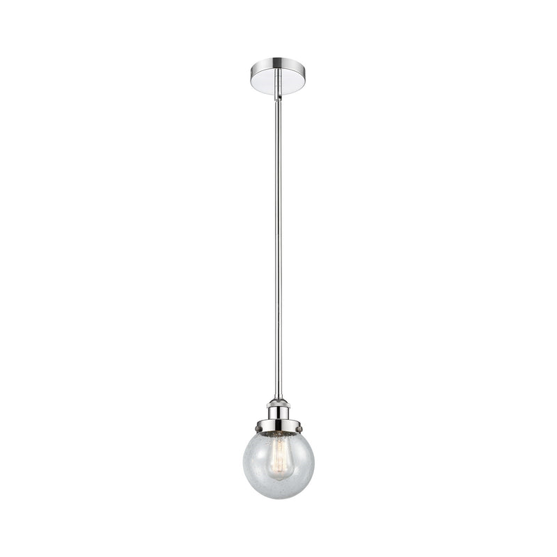 Innovations Beacon 6in 1-Light Mini Pendant | Industrial Polished Chrome Steel and Seedy Glass | Kitchen Island & Dining | Model 616-1SH-PC-G204-6-LED