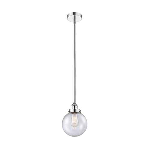Innovations Beacon 8in 1-Light Mini Pendant | Industrial Polished Chrome Steel and Seedy Glass | Kitchen Island & Dining Room | Model 616-1SH-PC-G204-8