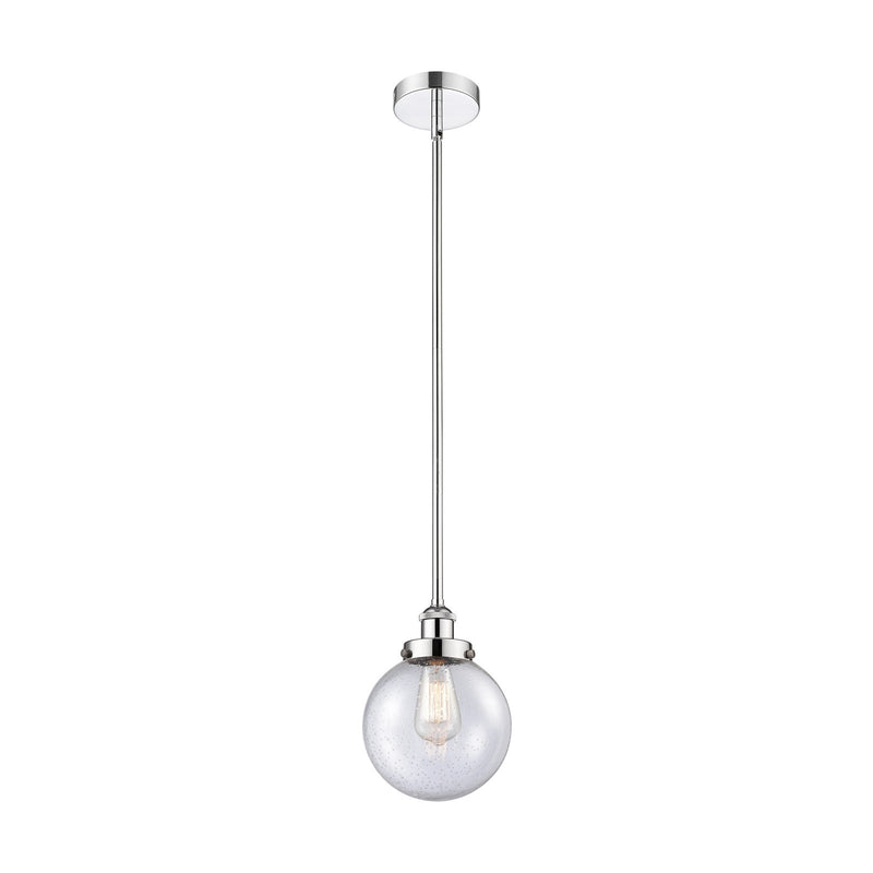 Innovations Beacon 8in 1-Light Mini Pendant | Industrial Polished Chrome Steel and Seedy Glass | Kitchen Island & Dining Room | Model 616-1SH-PC-G204-8