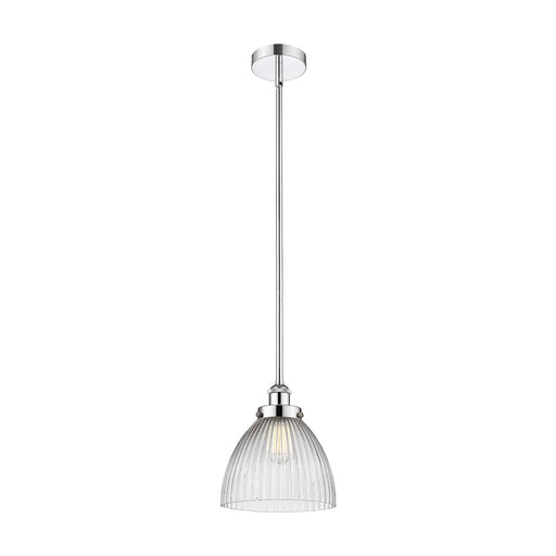 Innovations Seneca Falls 9.5in 1-Light Mini Pendant | Traditional Industrial Polished Chrome and Clear Halophane Glass | Model 616-1SH-PC-G222-LED