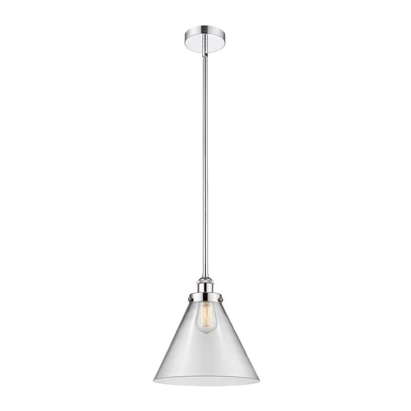 Innovations Cone 12in 1-Light Mini Pendant | Industrial Polished Chrome Steel and Clear Glass | Kitchen Island & Dining Room | 12 | Model 616-1SH-PC-G42-L
