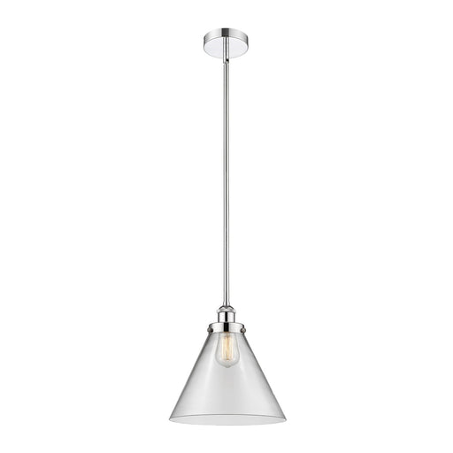 Innovations Cone 12in 1-Light Mini Pendant | Industrial Polished Chrome Steel and Clear Glass | Kitchen Island & Dining Room | Model 616-1SH-PC-G42-L-LED