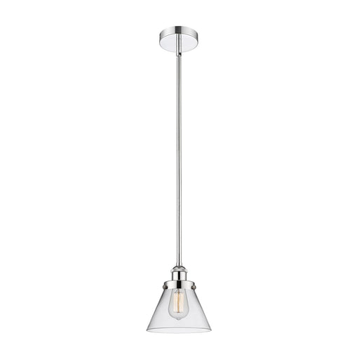 Innovations Cone 8in 1-Light Mini Pendant | Industrial Polished Chrome and Clear Glass | Kitchen Island & Dining Room | 7.75 x | Model 616-1SH-PC-G42-LED