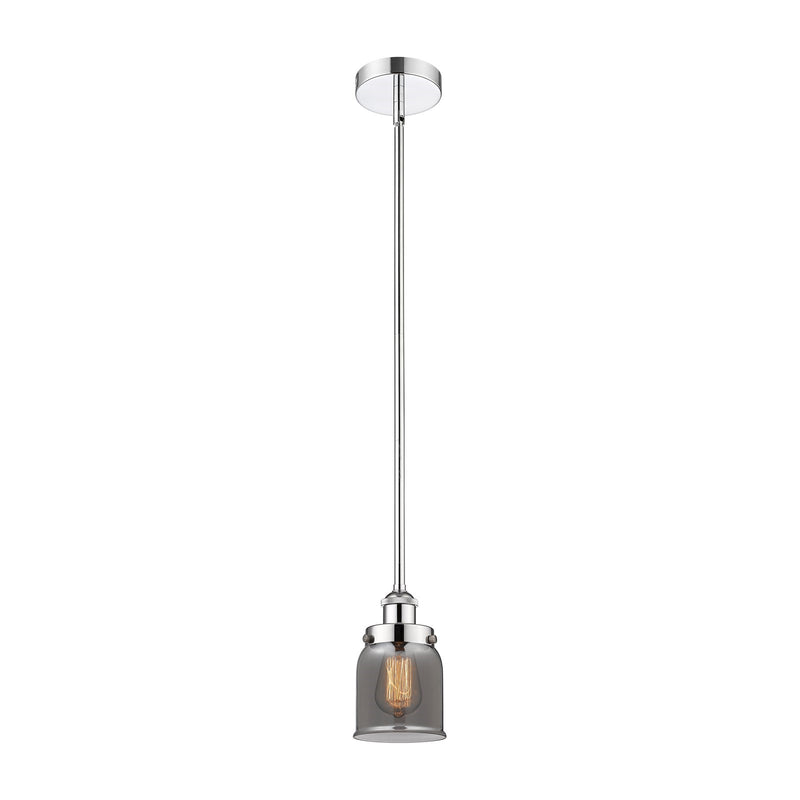 Innovations Bell 5in 1-Light Mini Pendant | Industrial Polished Chrome and Light Smoke Glass | Kitchen Island & Dining Room | 5 x 5 | Model 616-1SH-PC-G53