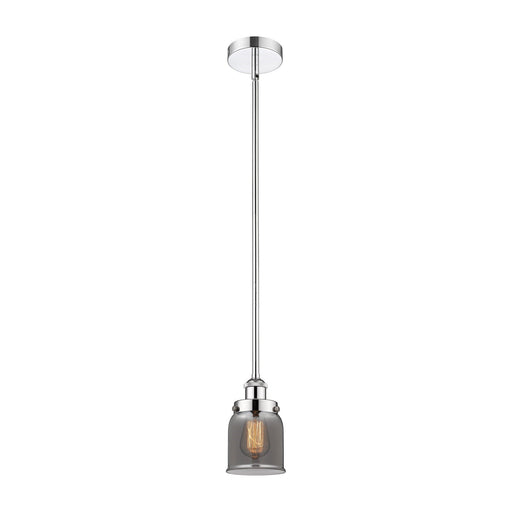 Innovations Bell 5in 1-Light Mini Pendant | Industrial Farmhouse Polished Chrome and Light Smoke Glass | Kitchen Island & | Model 616-1SH-PC-G53-LED