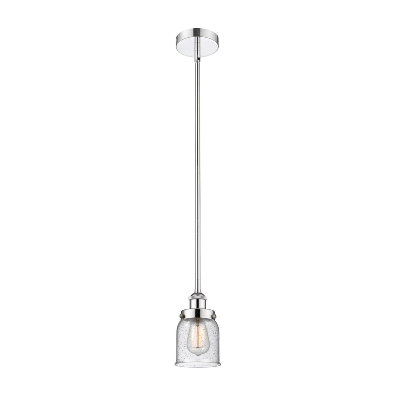 Innovations Bell 5in 1-Light Mini Pendant | Industrial Polished Chrome Steel and Seedy Glass | Kitchen Island & Dining Room | Model 616-1SH-PC-G54-LED