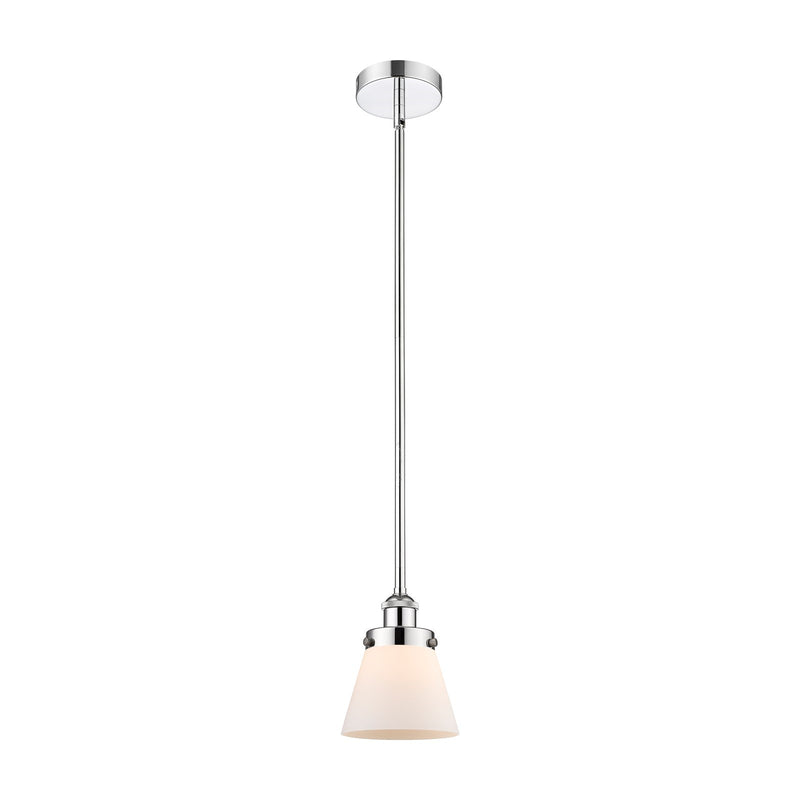 Innovations Cone 6.25in 1-Light Mini Pendant | Industrial Polished Chrome Steel and Matte White Frosted Glass | Kitchen Island | Model 616-1SH-PC-G61-LED