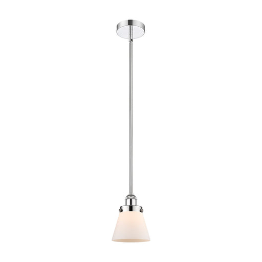 Innovations Cone 6.25in 1-Light Mini Pendant | Industrial Polished Chrome Steel and Matte White Frosted Glass | Kitchen Island | Model 616-1SH-PC-G61-LED