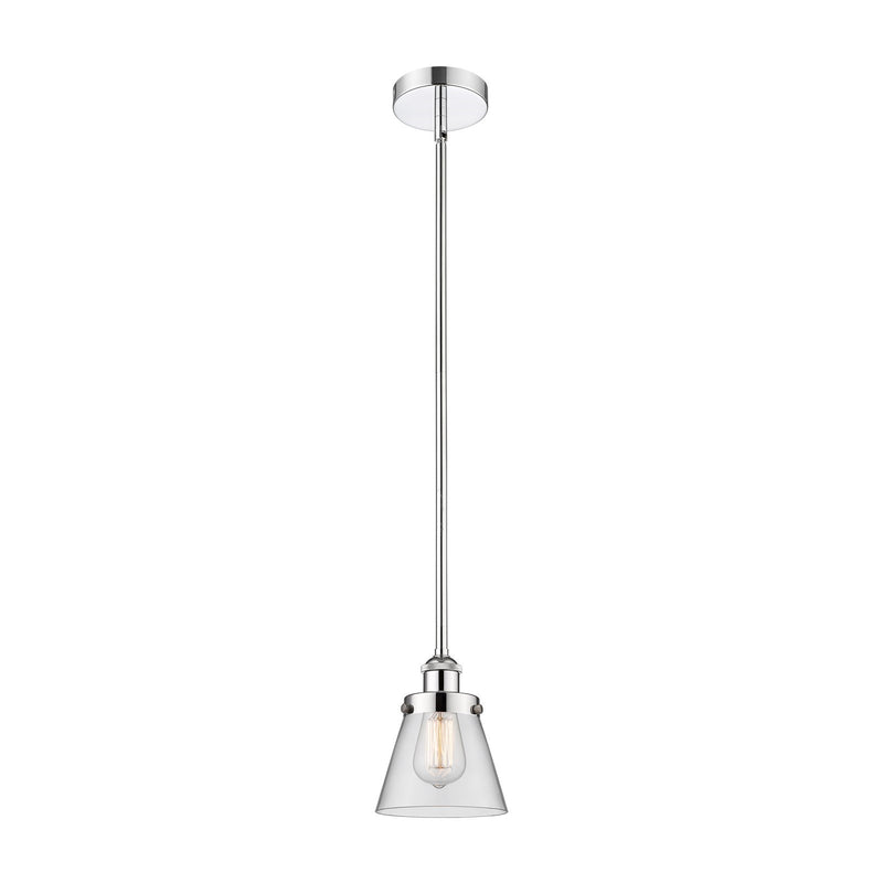 Innovations Cone 6.25in 1-Light Mini Pendant | Industrial Polished Chrome and Clear Glass | Kitchen Island & Dining Room | Damp | Model 616-1SH-PC-G62