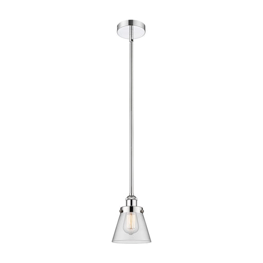 Innovations Cone 6.25in 1-Light Mini Pendant | Industrial Polished Chrome Steel and Clear Glass | Kitchen Island & Dining Room | Model 616-1SH-PC-G62-LED