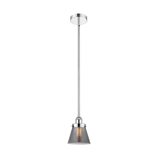 Innovations Cone 6.25in 1-Light Mini Pendant | Industrial Polished Chrome and Light Smoke Glass | Kitchen Island & Dining Room | Model 616-1SH-PC-G63-LED