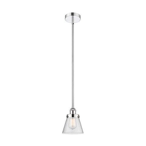 Innovations Cone 6.25in 1-Light Mini Pendant | Industrial Farmhouse Polished Chrome Steel and Seedy Glass | Kitchen Island & Dining | Model 616-1SH-PC-G64
