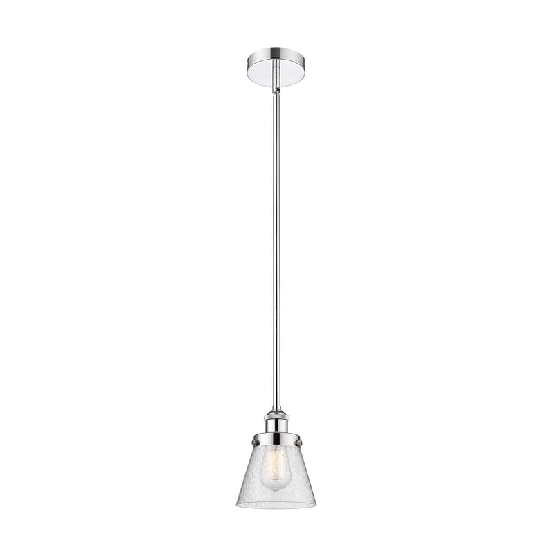 Innovations Cone 1-Light 6.25in Mini Pendant | Industrial Polished Chrome Steel and Seedy Glass | Kitchen Island & Breakfast | Model 616-1SH-PC-G64-LED