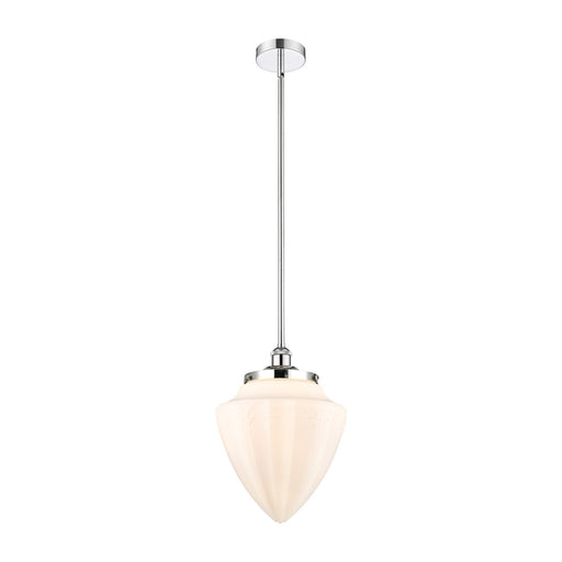 Innovations Bullet 12in 1-Light Mini Pendant | Traditional Art Deco Polished Chrome and Matte White Frosted Glass | Kitchen | Model 616-1SH-PC-G661-12