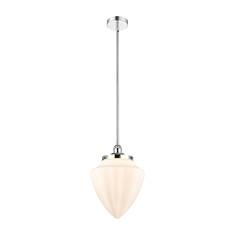 Innovations Bullet 12in 1-Light Mini Pendant | Traditional Art Deco Polished Chrome and Matte White Frosted Glass | Kitchen | Model 616-1SH-PC-G661-12