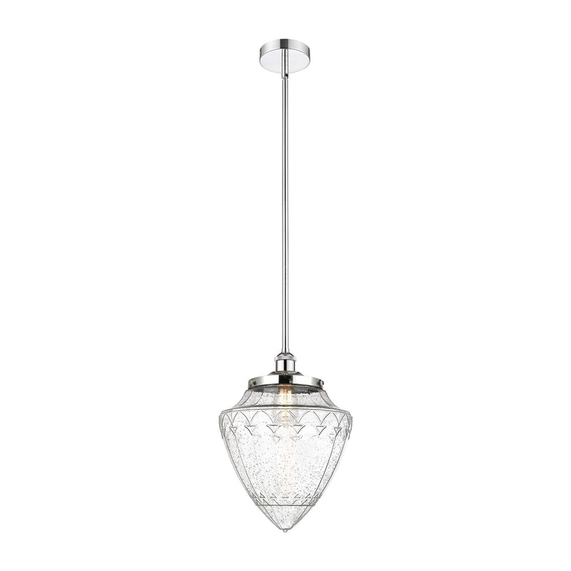 Innovations Bullet 12in 1-Light Mini Pendant | Traditional Art Deco Polished Chrome and Seedy Glass | Kitchen Island & | Model 616-1SH-PC-G664-12-LED