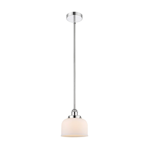 Innovations Bell 8in 1-Light Mini Pendant | Industrial Polished Chrome and Matte White Frosted Glass | Kitchen Island & Dining Room | Model 616-1SH-PC-G71
