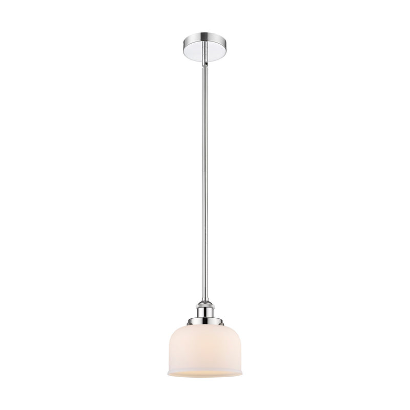 Innovations Bell 8in 1-Light Mini Pendant | Industrial Polished Chrome and Matte White Frosted Glass | Kitchen Island & Dining Room | Model 616-1SH-PC-G71