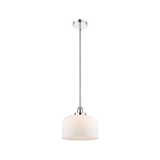 Innovations Bell 12in 1-Light Mini Pendant | Industrial Polished Chrome and Matte White Frosted Glass | Kitchen Island & | Model 616-1SH-PC-G71-L-LED