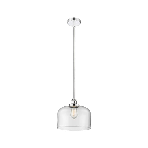 Innovations Bell 12in 1-Light Mini Pendant | Industrial Polished Chrome and Clear Glass | Kitchen Island & Dining Room | 11.5 | Model 616-1SH-PC-G72-L-LED