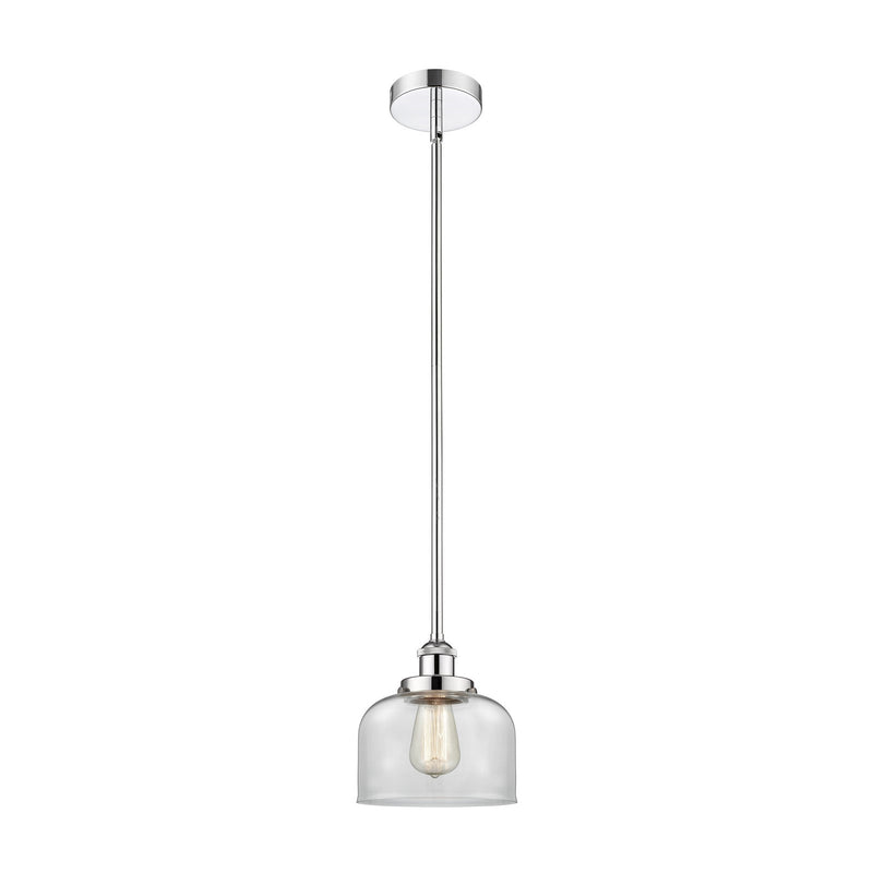 Innovations Bell 8in 1-Light Mini Pendant | Industrial Polished Chrome and Clear Glass | Kitchen Island & Dining Room | 7.75 x | Model 616-1SH-PC-G72-LED