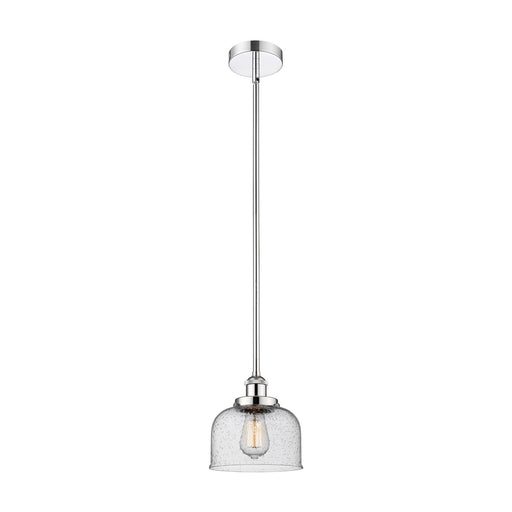 Innovations Bell 8in 1-Light Mini Pendant | Industrial Polished Chrome Steel and Seedy Glass | Kitchen Island & Dining Room | 7.75 | Model 616-1SH-PC-G74
