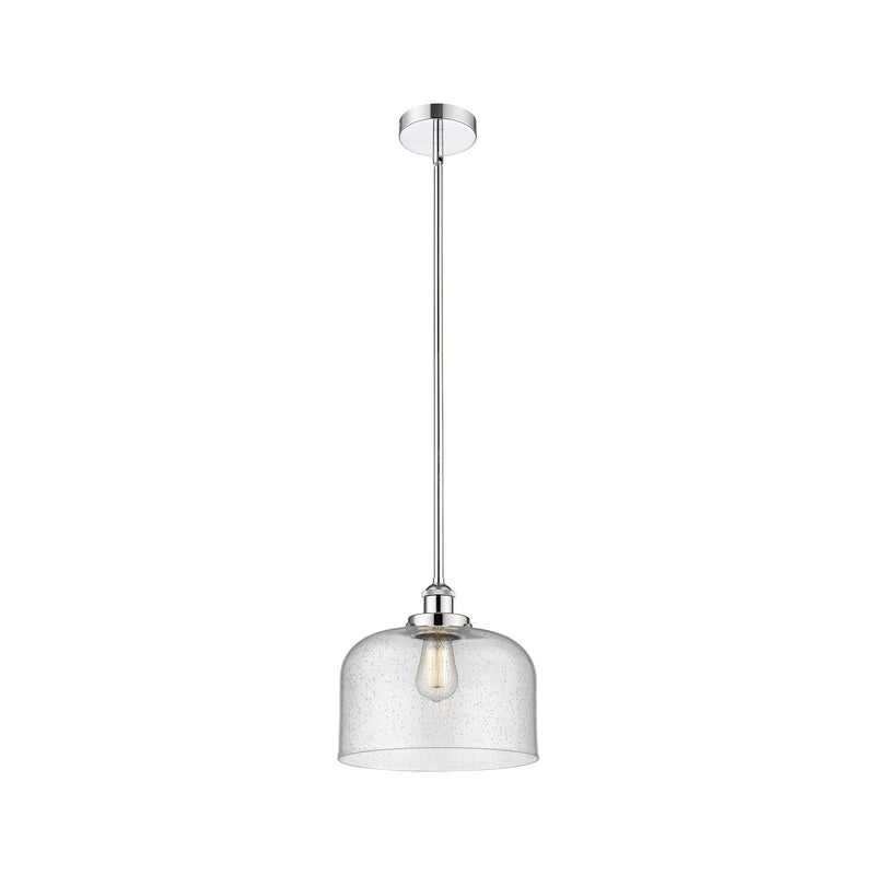 Innovations Bell 12in 1-Light Mini Pendant | Industrial Polished Chrome Steel and Seedy Glass | Kitchen Island & Dining Room | Model 616-1SH-PC-G74-L-LED