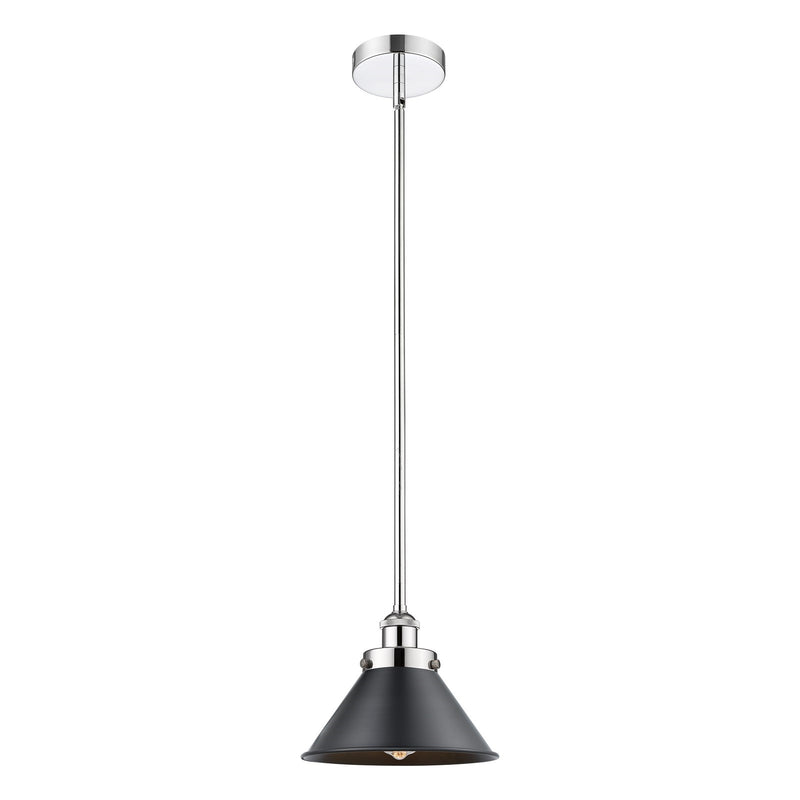 Innovations Briarcliff 10in 1-Light Mini Pendant | Traditional Industrial Polished Chrome and Matte Black Metal | Kitchen | Model 616-1SH-PC-M10-BK-LED