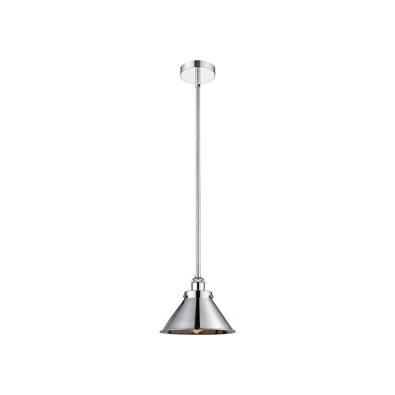 Innovations Briarcliff 10in 1-Light Mini Pendant | Traditional Industrial Polished Chrome Steel and Cast Brass with Polished | Model 616-1SH-PC-M10-PC-LED