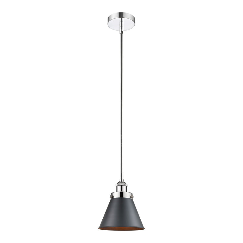 Innovations Appalachian 8in 1-Light Mini Pendant | Industrial Polished Chrome Steel and Matte Black Metal Shade | Kitchen Island | Model 616-1SH-PC-M13-BK