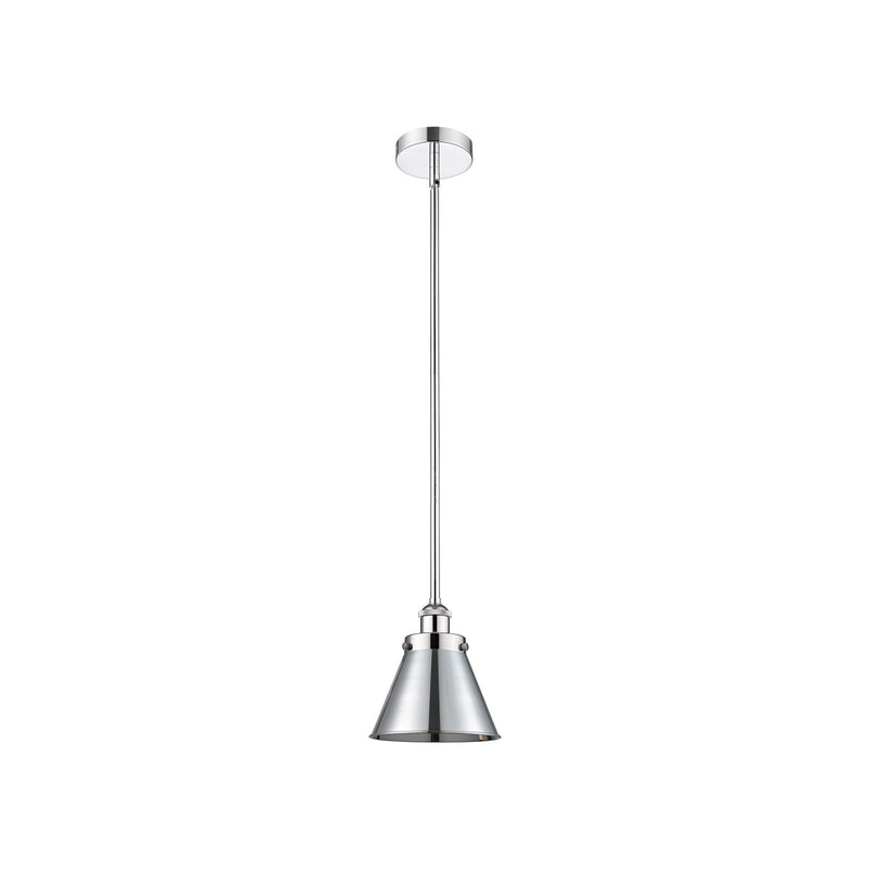 Innovations Appalachian 8in 1-Light Mini Pendant | Traditional Industrial Polished Chrome Steel and Metal Cone Shade | Kitchen | Model 616-1SH-PC-M13-PC